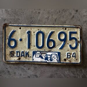 South Dakota SD Mount Rushmore 1964 Vintage License Plate 6 - 10695
